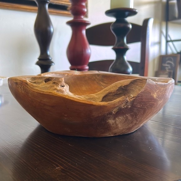 Large Raw Teak Root Wood Bowl, Made In Indonesia. - Picture 4 of 11